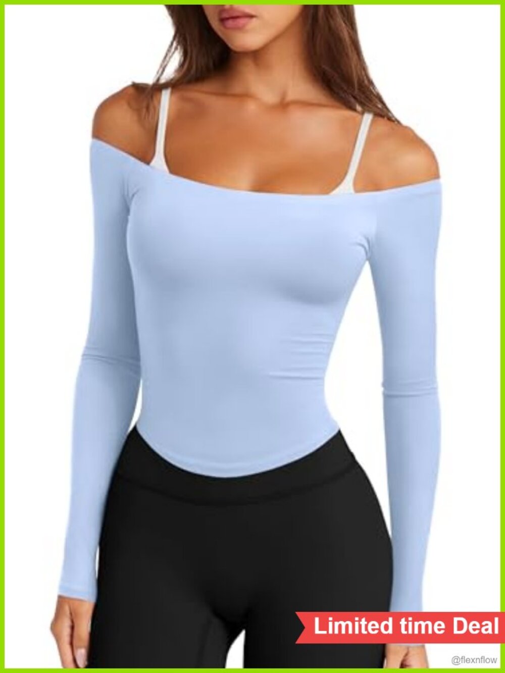 Womens Off The Shoulder Long Sleeve Workout Crop Top Modal Spandex